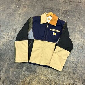 Vtg Custom Carhartt patchwork Reworked multicoloured Detroit jacket sz small